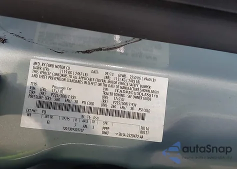 2013 Ford C-Max Energi Sel из США, поврежденный, VIN 1FADP5CU3DL555110